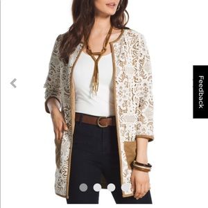 CHICOS 3 FAUX SUEDE/LACE JACKET